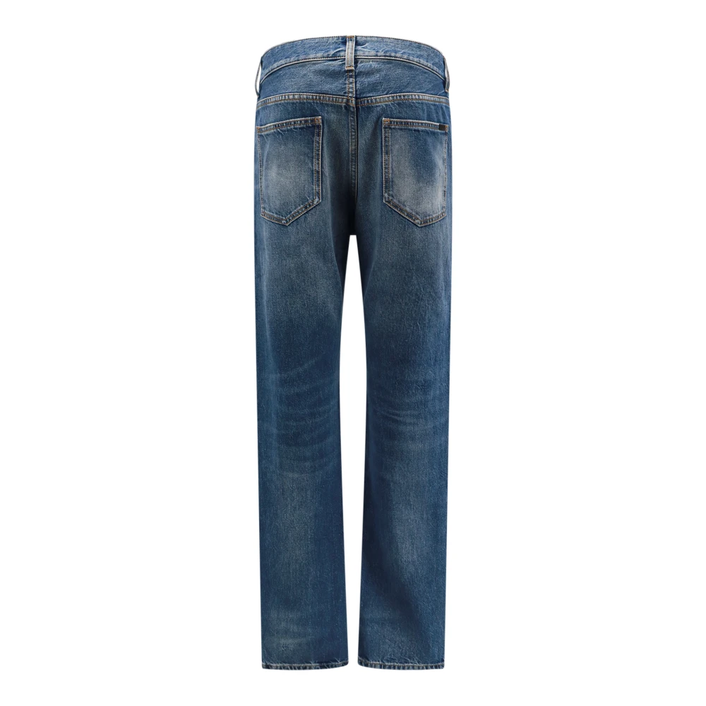 Saint Laurent Biologisch Katoen Lage Taille Jeans Blue Heren