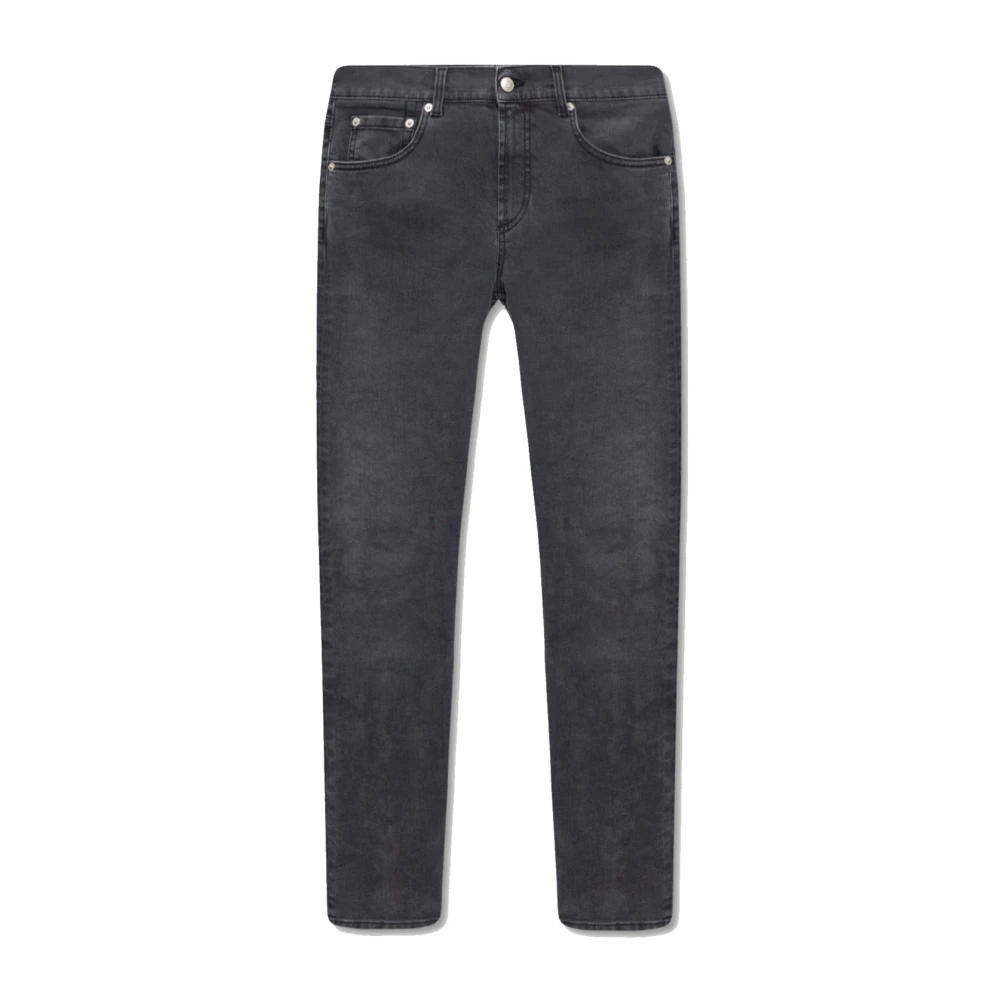 Alexander Mcqueen Men's Black Slim Fit Jeans, Xl, Embroidered Logo Jeans For