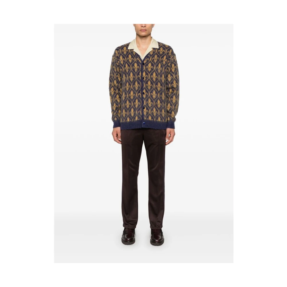 Needles Mohair Blend Jacquard V-Neck Sweater Multicolor Heren