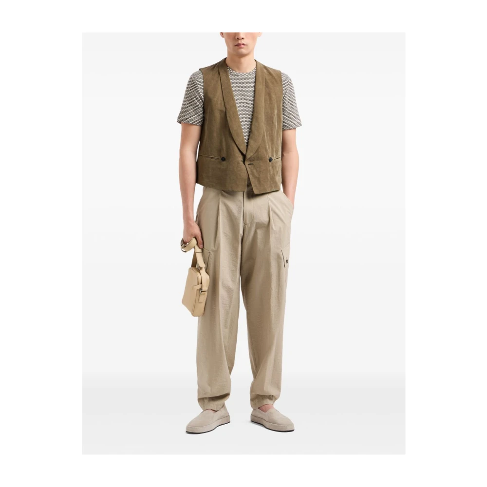 Giorgio Armani Geometrische Jacquard T-shirts en Polo's Brown Heren