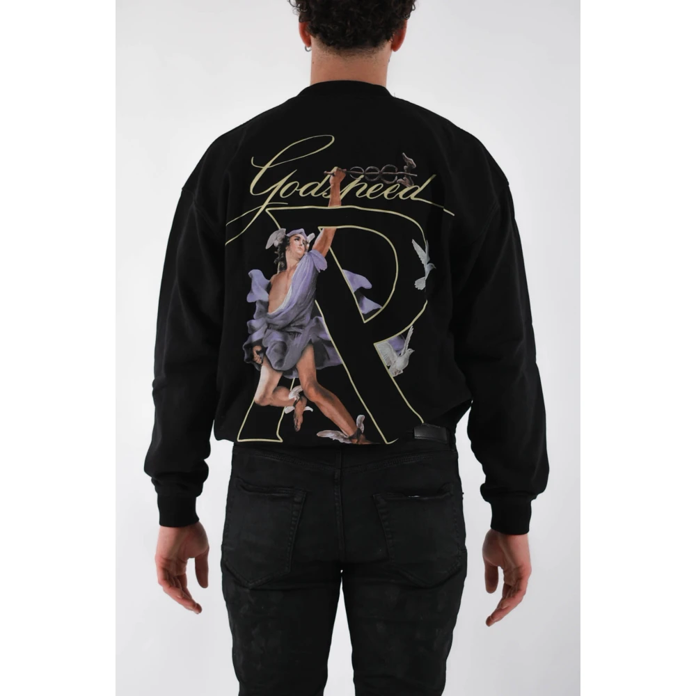 Represent Katoenen sweatshirt met voor- en achterprint Black Heren