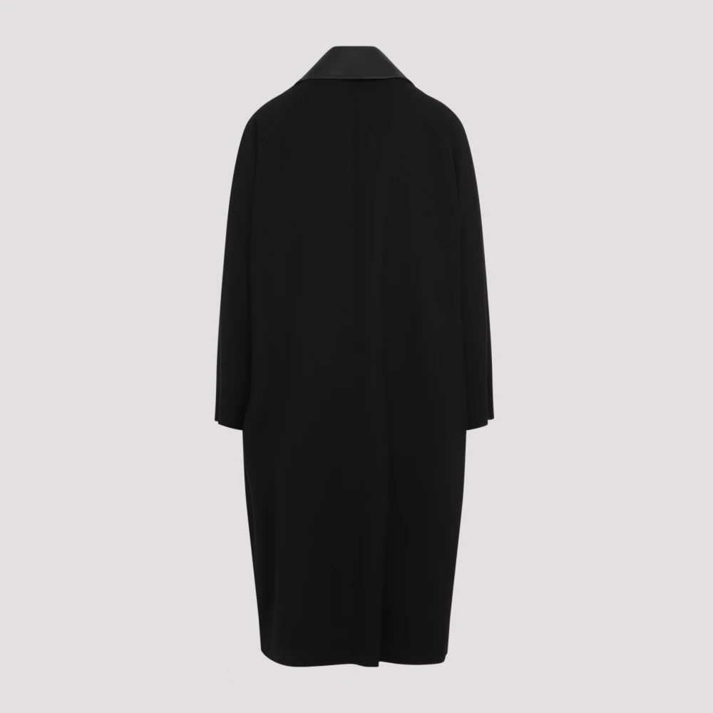 Jil Sander Elegante Zwarte Wollen Jas Aw24 Black Heren