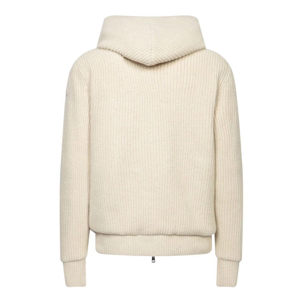 Moncler Gebreide Hoodie met Rits Beige Heren