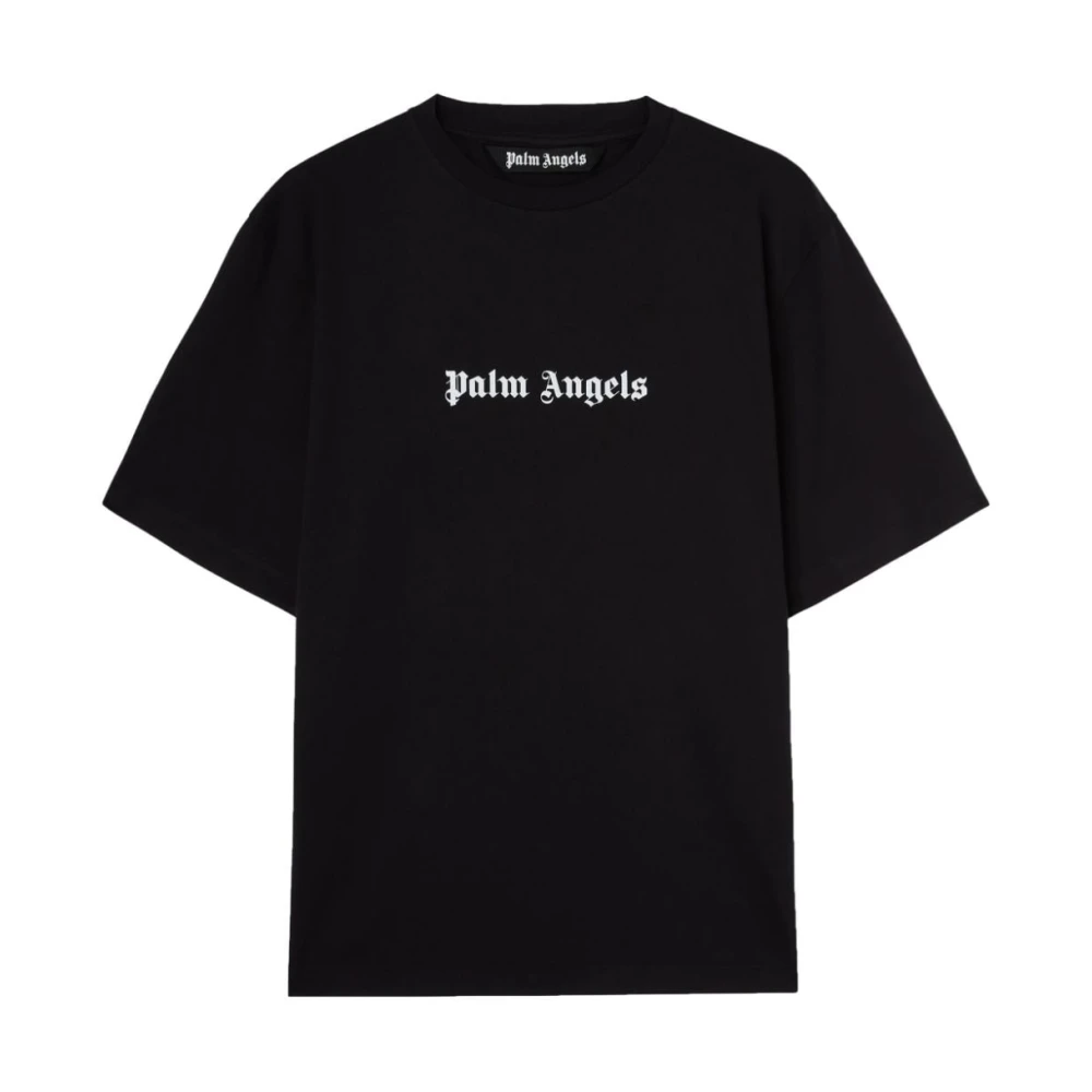 Palm Angels Men's Black Logo Print Crew Neck T-Shirt