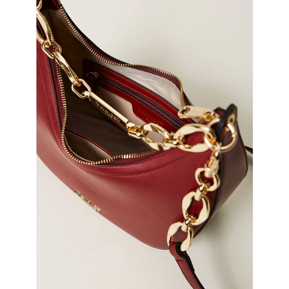Twinset Rode Hobo Handtas met Kettinghandvat Red Dames