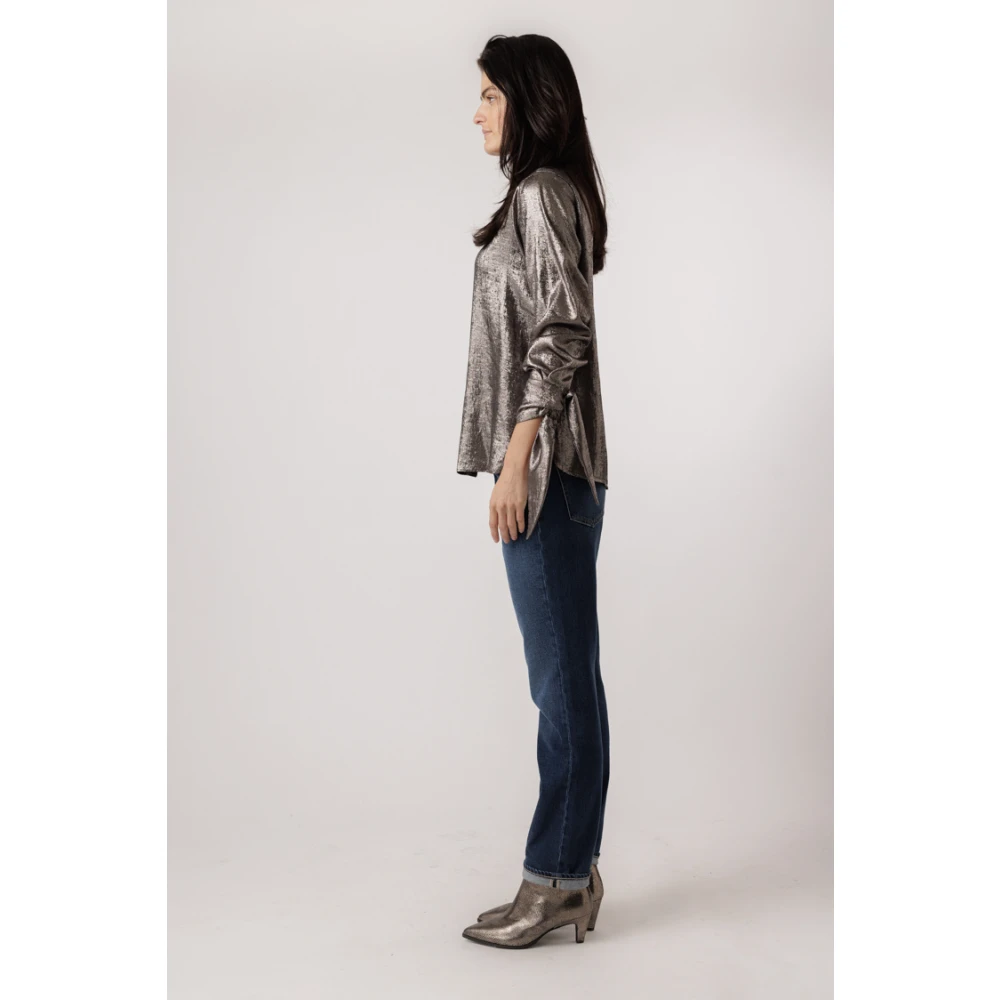 Momoni Zilver Sake Blouse Gray Dames