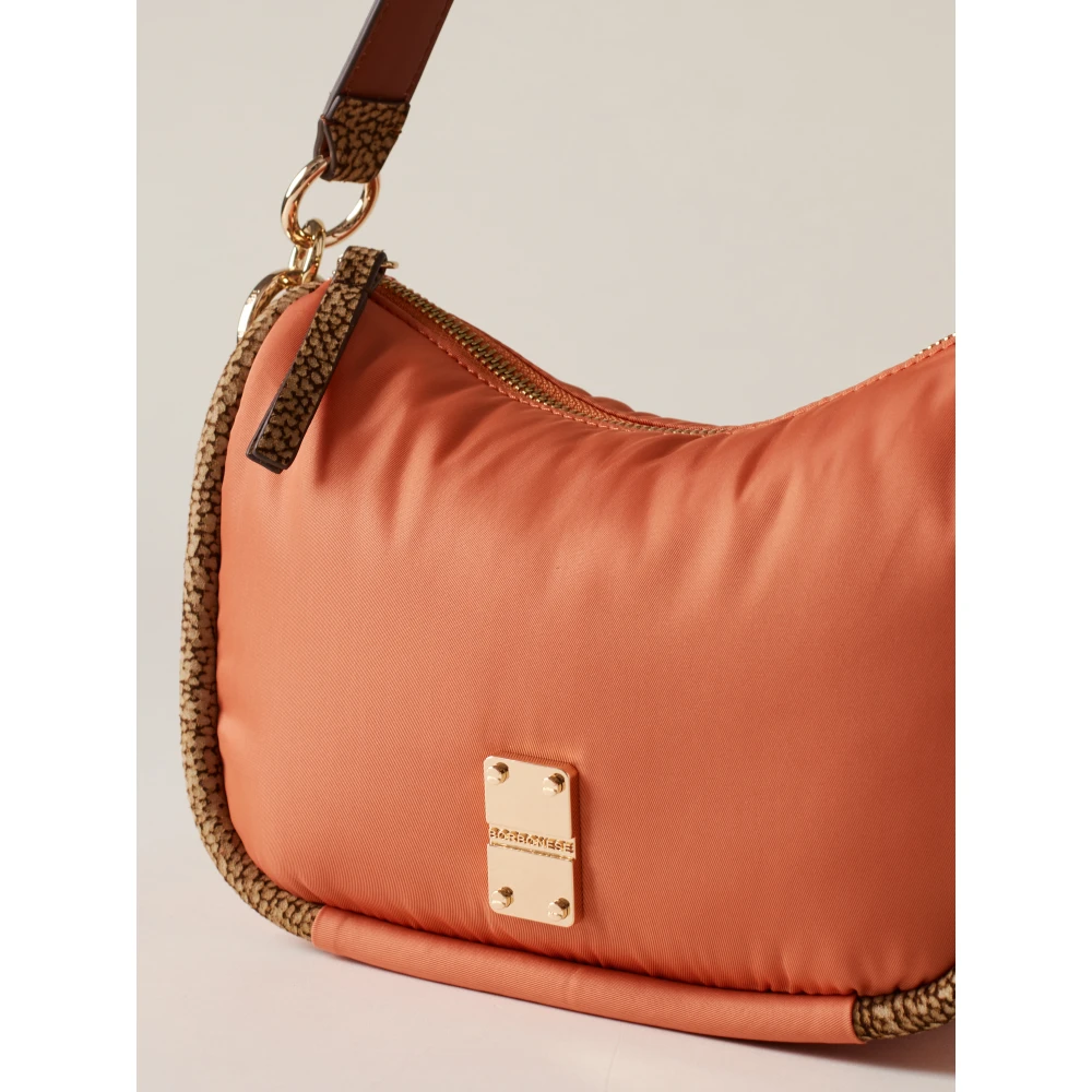 Borbonese Hobo tas van gerecycled stof met lam details Orange Dames