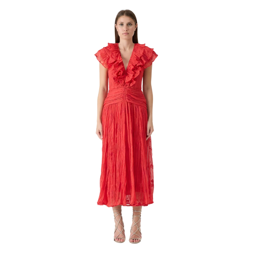 Sabina Musayev Lång klänning med rynkor och draperi Red, Dam