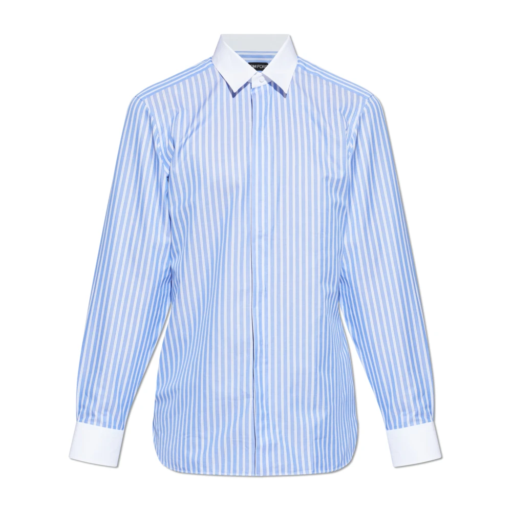 Tom Ford Men's Blue Striped Pattern Shirt