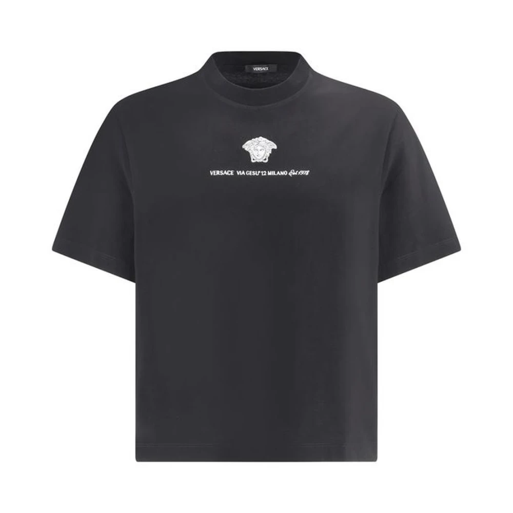 Versace Monochrome Monogram Katoenen T-shirt Black Heren
