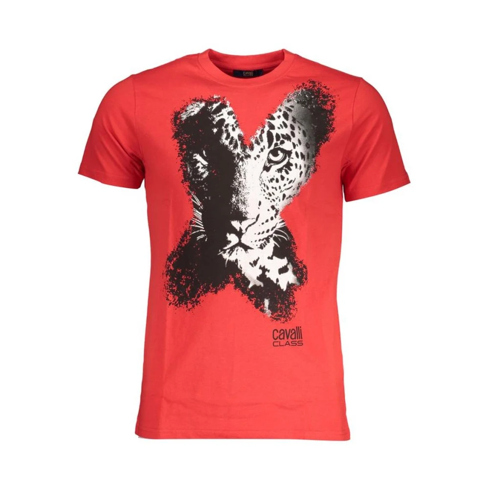Cavalli Class Men's Red Leopard Graphic Tee