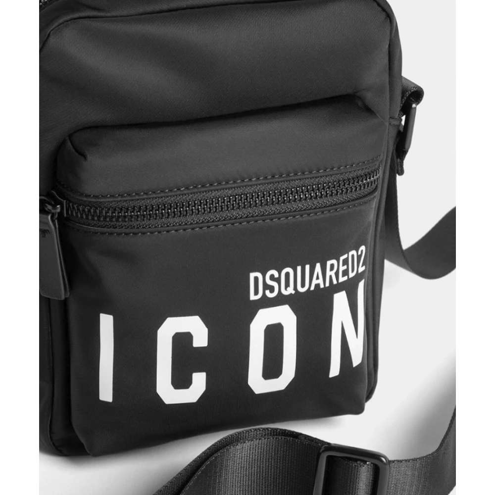 Dsquared2 Nylon Logo Icon Schoudertas Black Dames