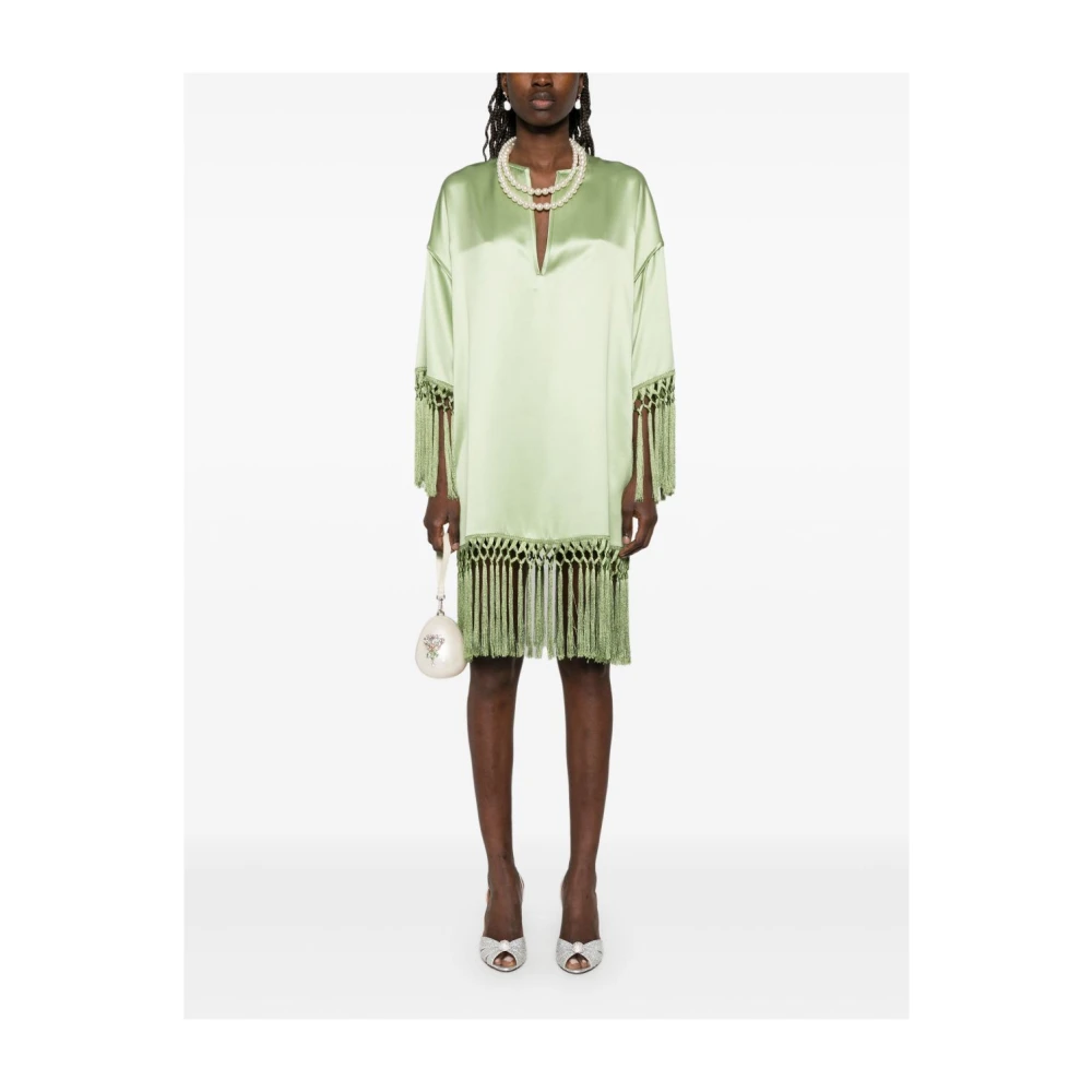 Valentino Groene V-hals Jurk met Kwastjes Green Dames