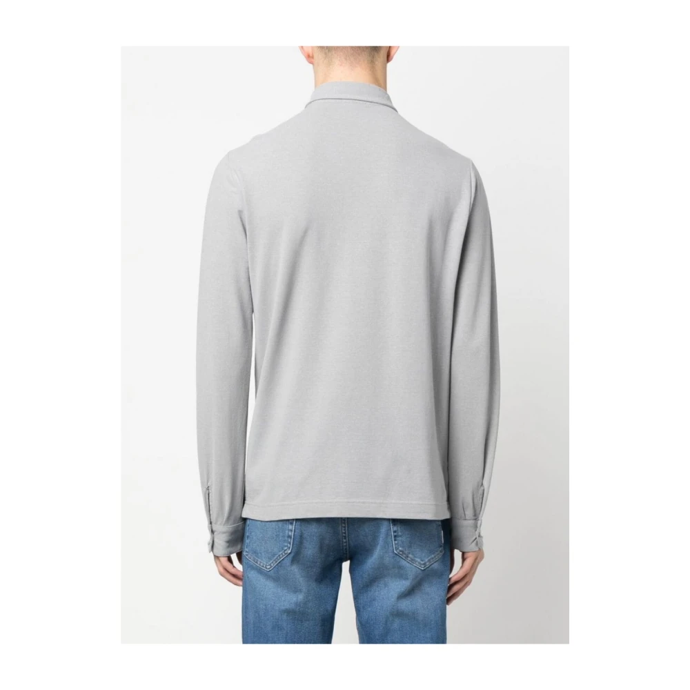 Zanone IceCotton Lange Mouw Polo Shirt Gray Heren