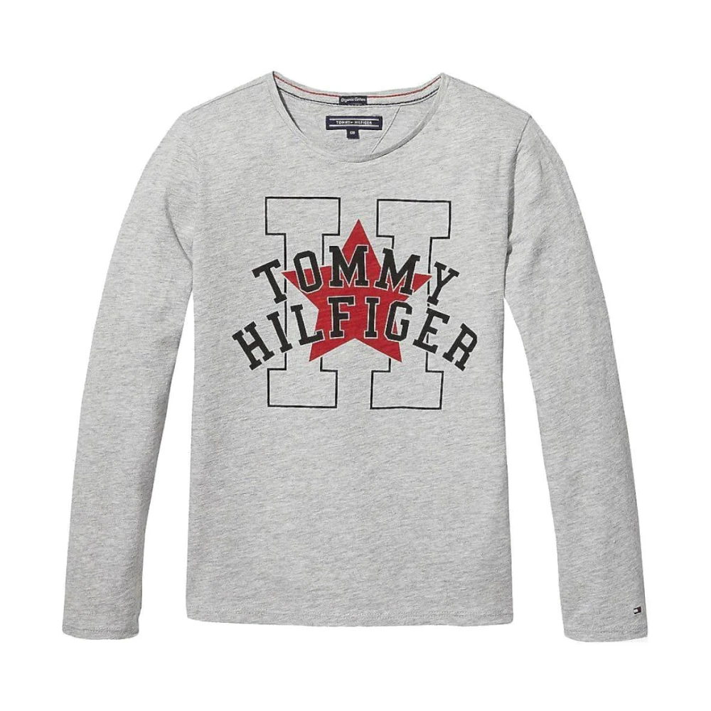 Tommy Hilfiger Girls Gray Long Sleeve T-Shirt - Kids Short Sleeve T-Shirts - 12 Y - Kids