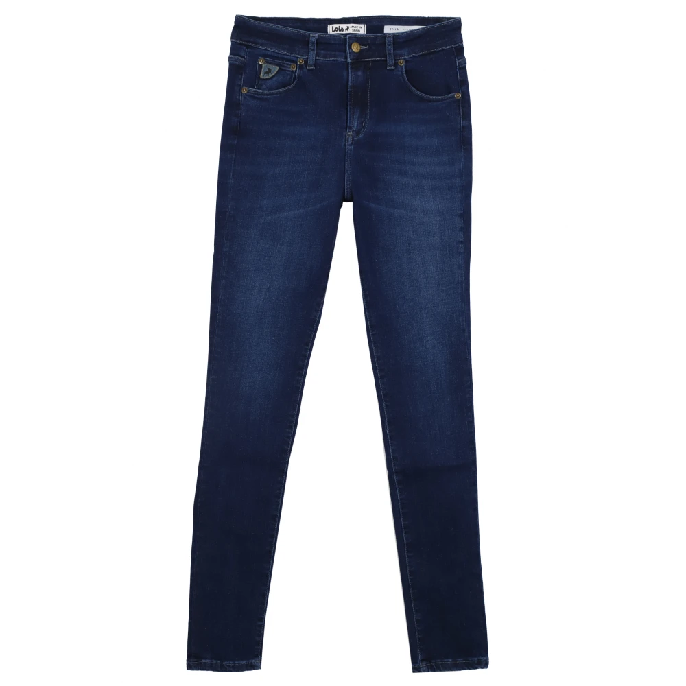Lois Klassieke Blauwe Skinny Cropped Jeans Blue Dames