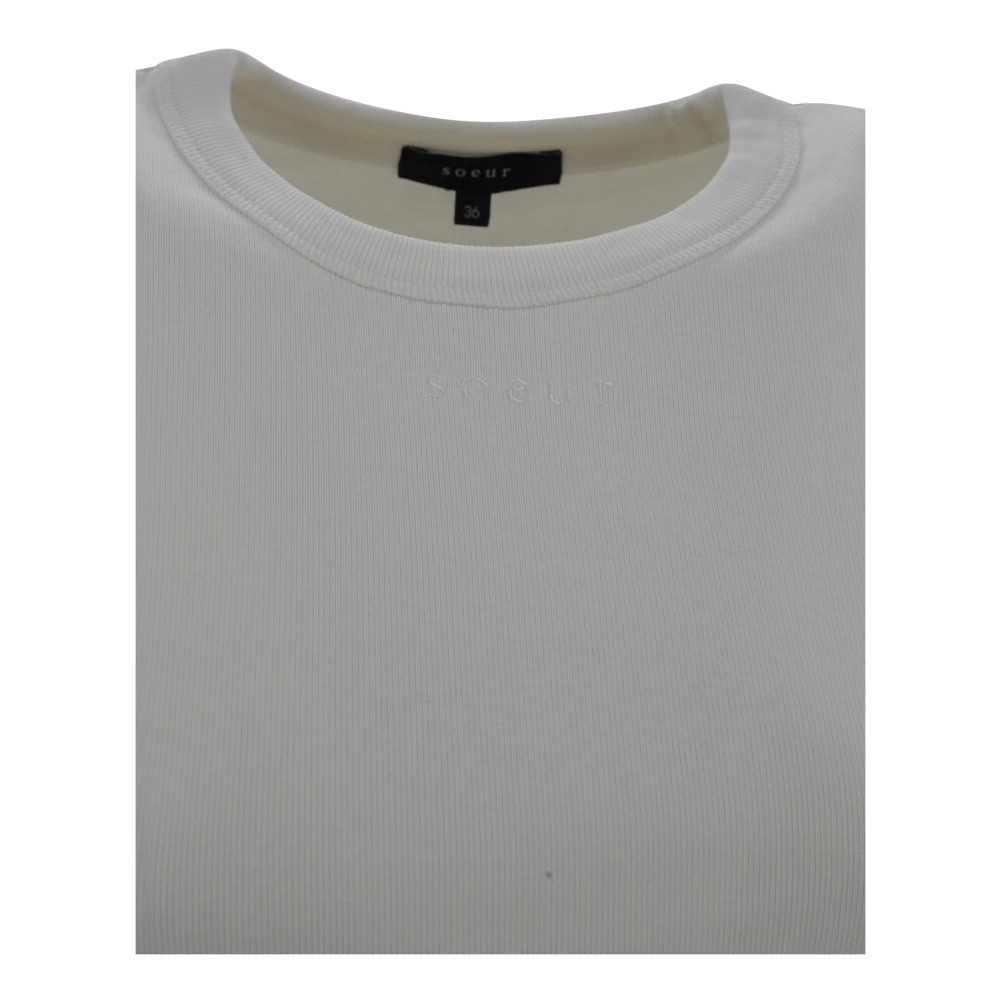 Soeur Katoenen Crew Neck T-shirt Wit White Dames