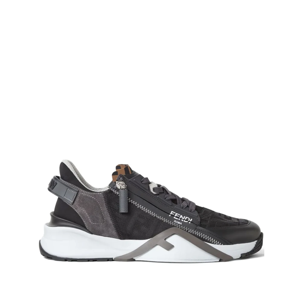 Fendi Sneakers met elastische band en diagonale F Heren Schoenen Grijs