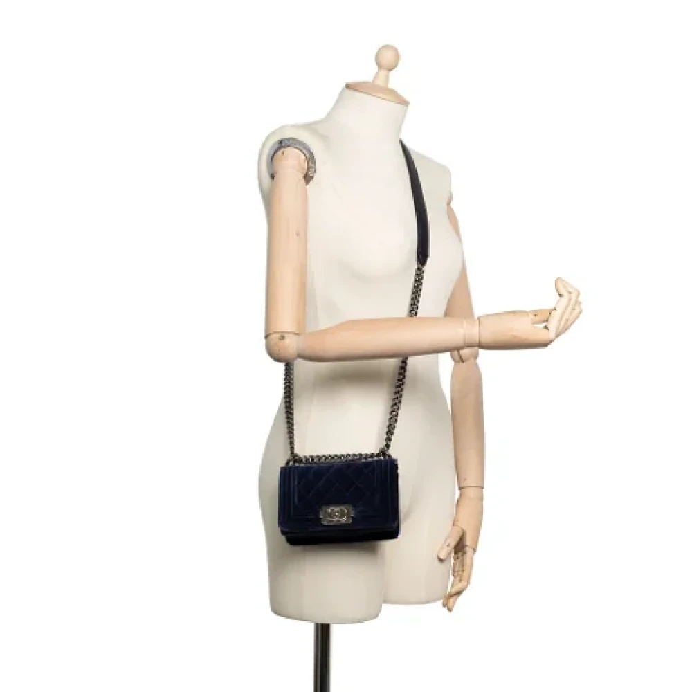 Chanel Vintage Pre-owned Velvet chanel-bags Blue Dames
