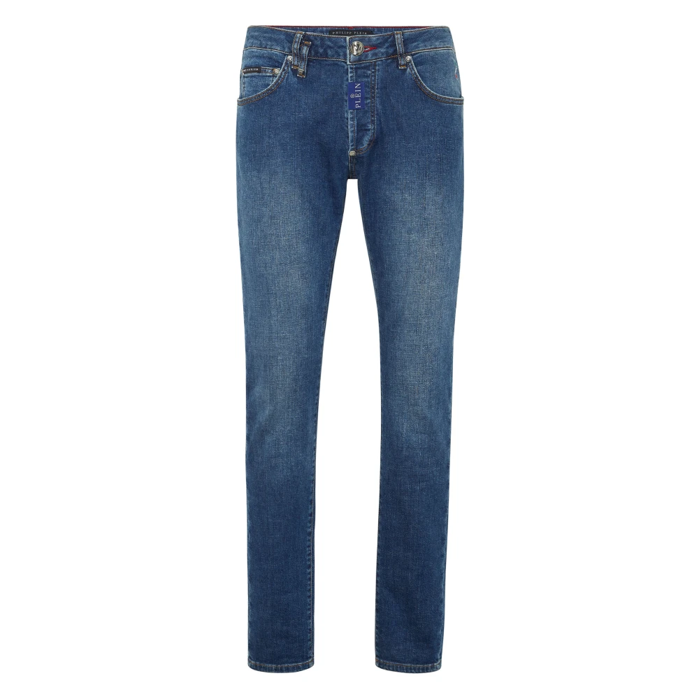 Philipp Plein Men's Blue Slim Fit Jeans, W31, Denim Super Straight Cut Trousers Hexagon
