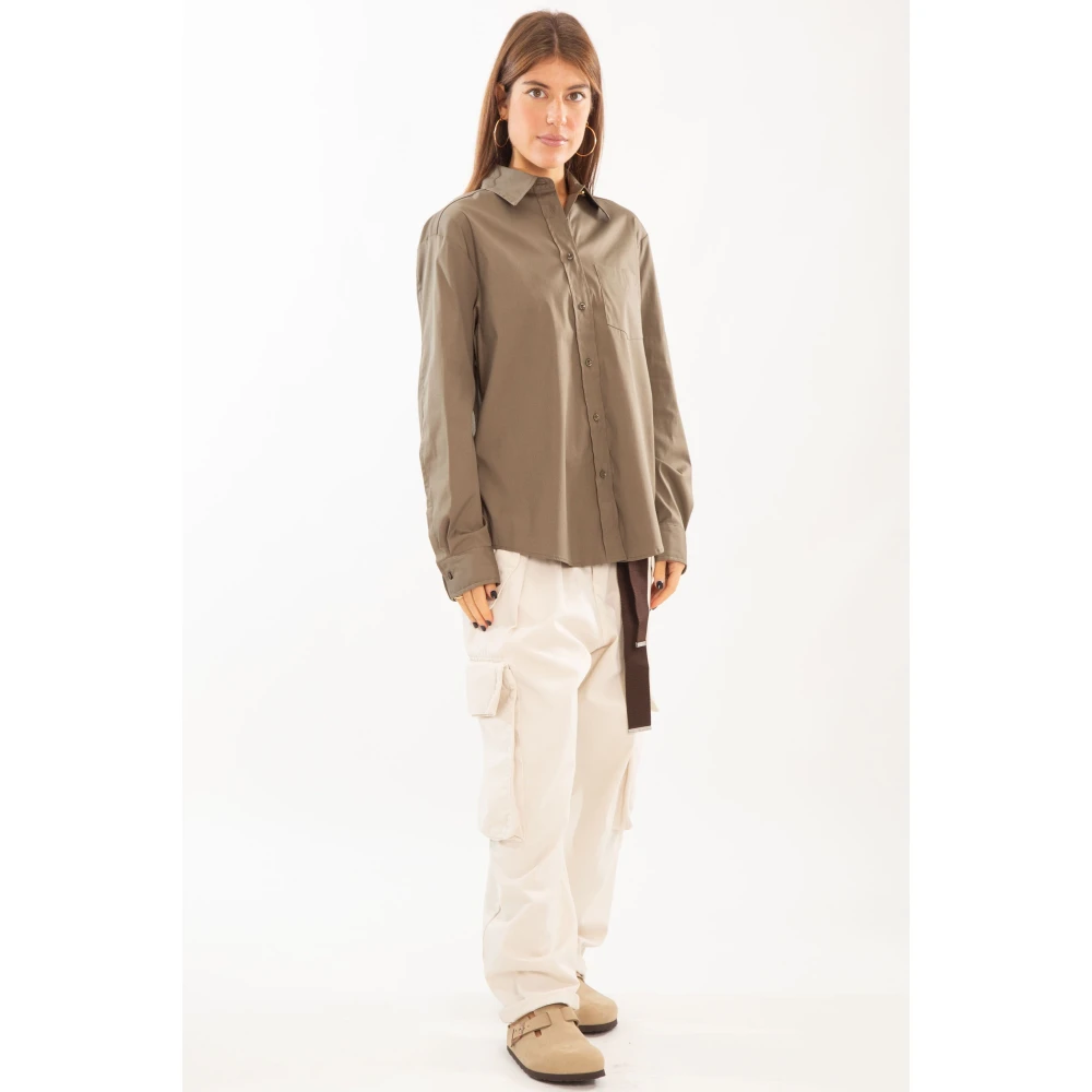pinko Poplin Zakoverhemd in Corea Stijl Beige Dames