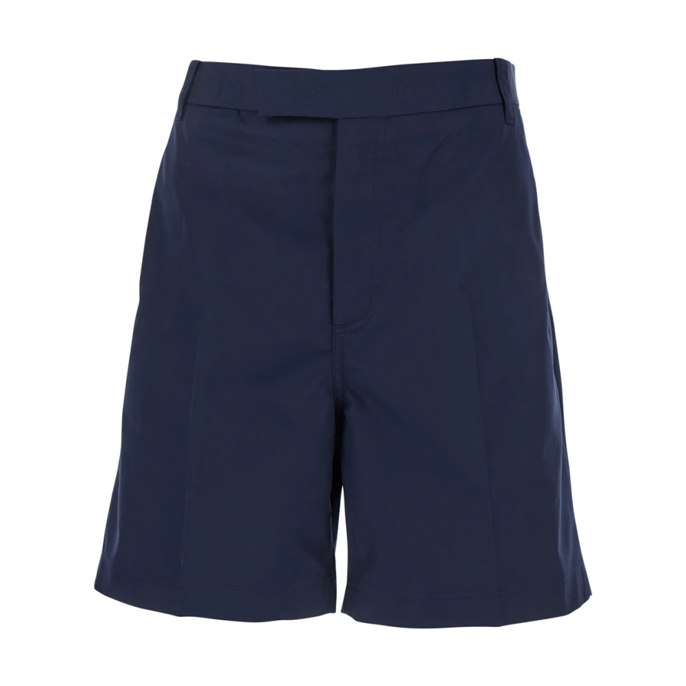 Thom Browne Blauwe Bermuda broek met logopatch Blue Heren