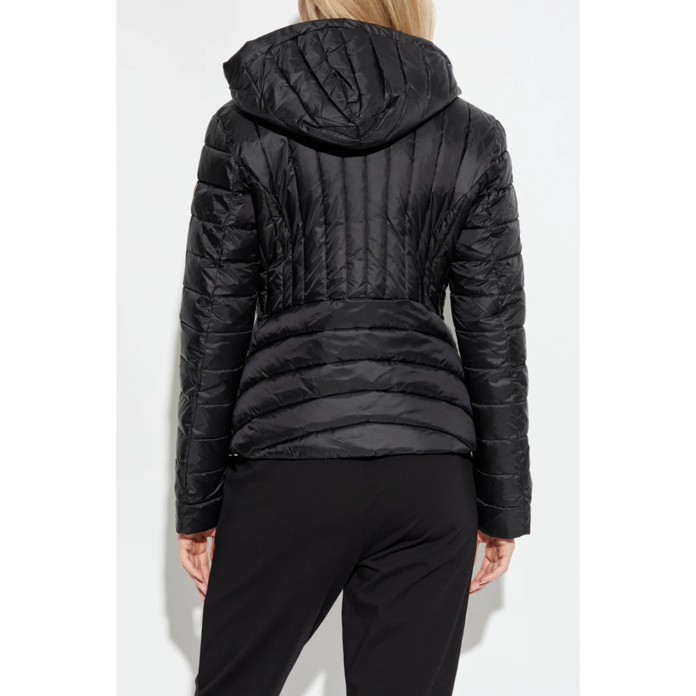 Emporio Armani EA7 Gewatteerde jas met capuchon Black Dames