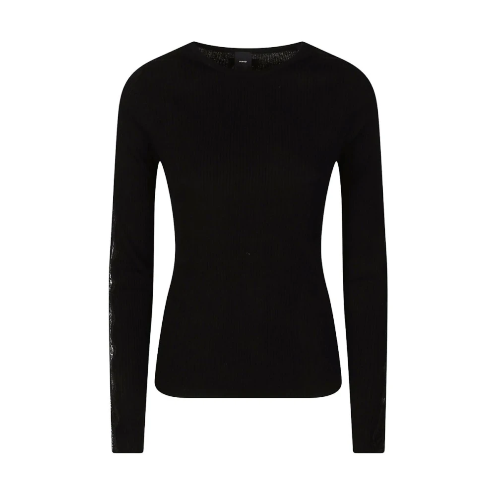 Pinko Vrouw Zwart Truien & Vesten Dames, S, Ronde Hals Gebreid
