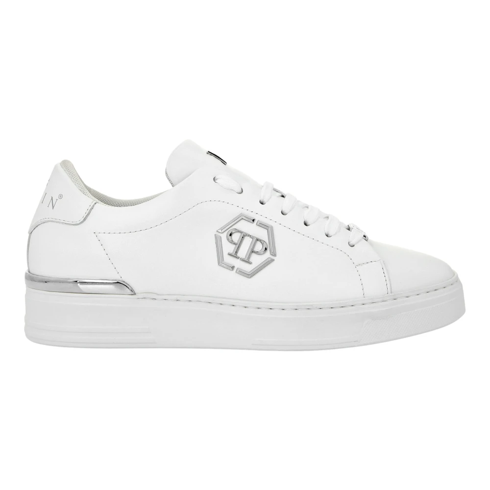 Philipp Plein Unisex White Sneakers, 9 Uk, Lo-Top Trainers Hexagon