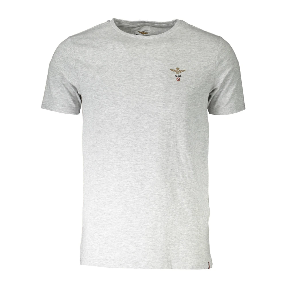 Aeronautica Militare Men's Gray T-Shirts, M, Convertible T-Shirt Grey Short Sleeve Logo