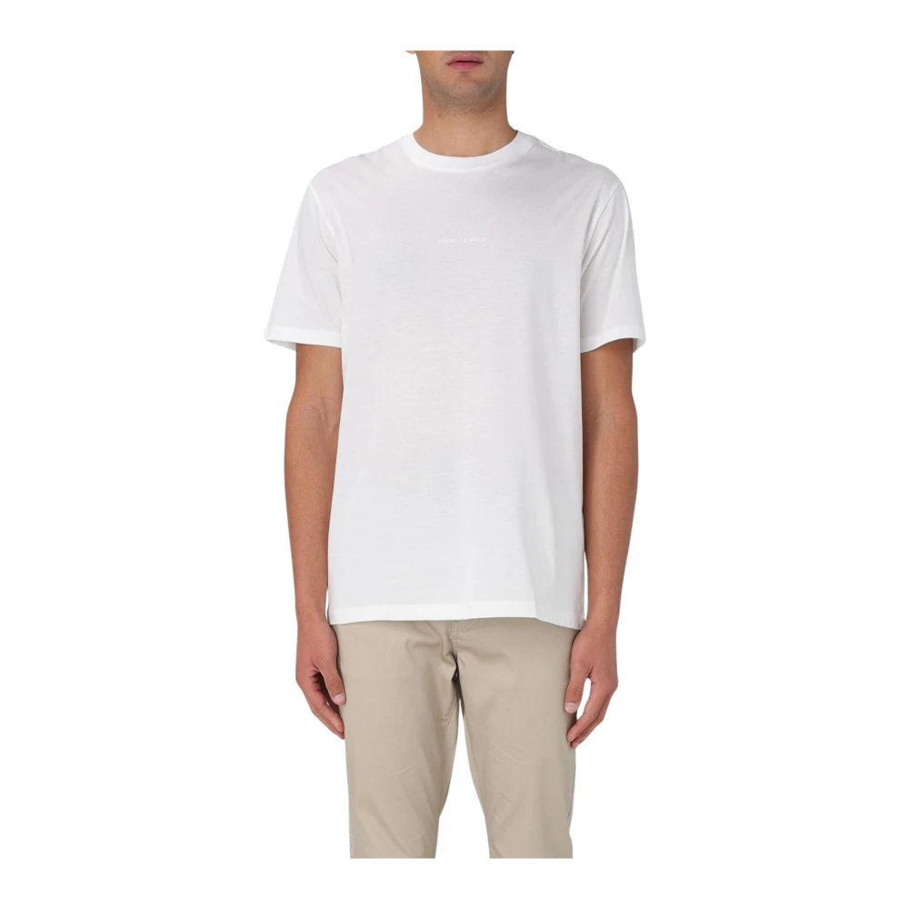 Armani Exchange Men's White T-Shirts, 2XL, Minimalist Crew Neck Tshirt