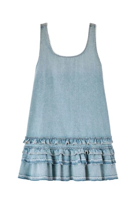 Tiered Denim Mini Dress
