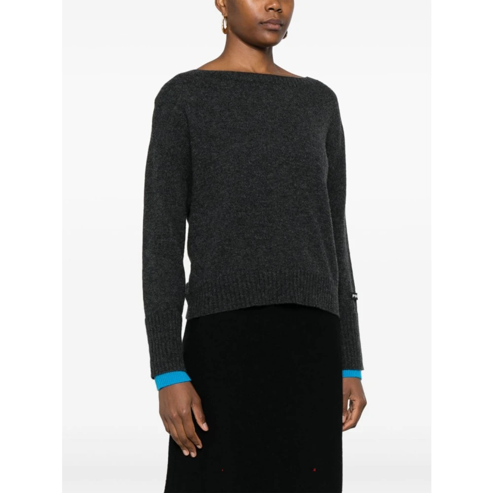 pinko Grijze Wol-Kasjmier Trui Boothals Gray Dames
