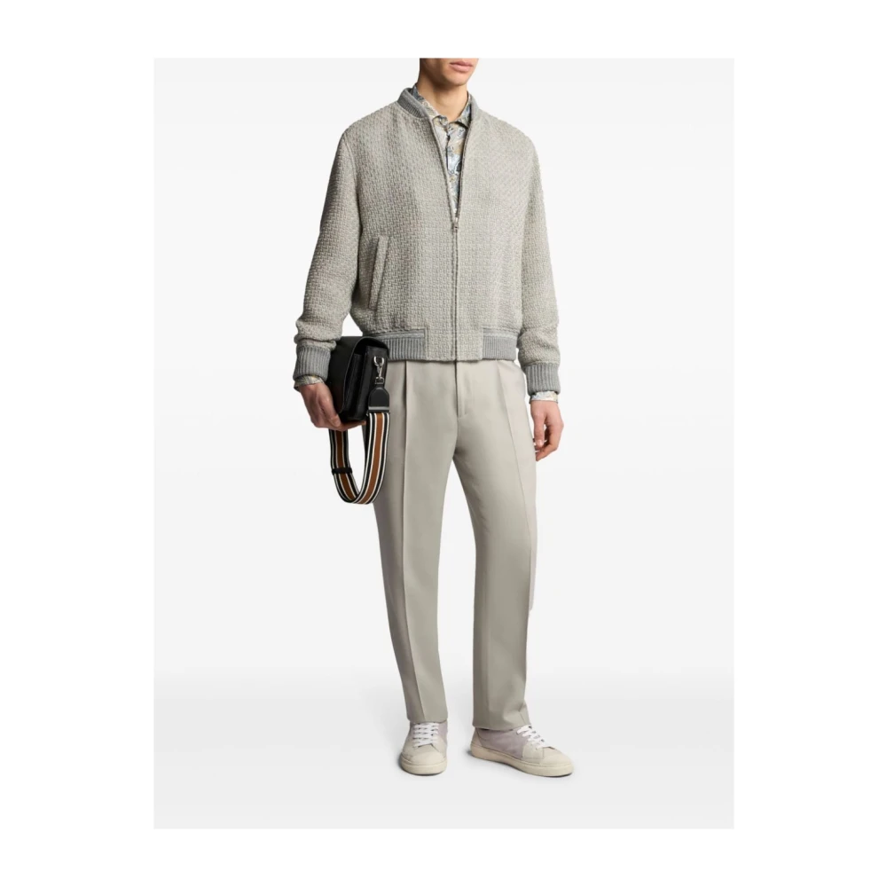 ETRO Cropped Pleat Trousers Gray Heren