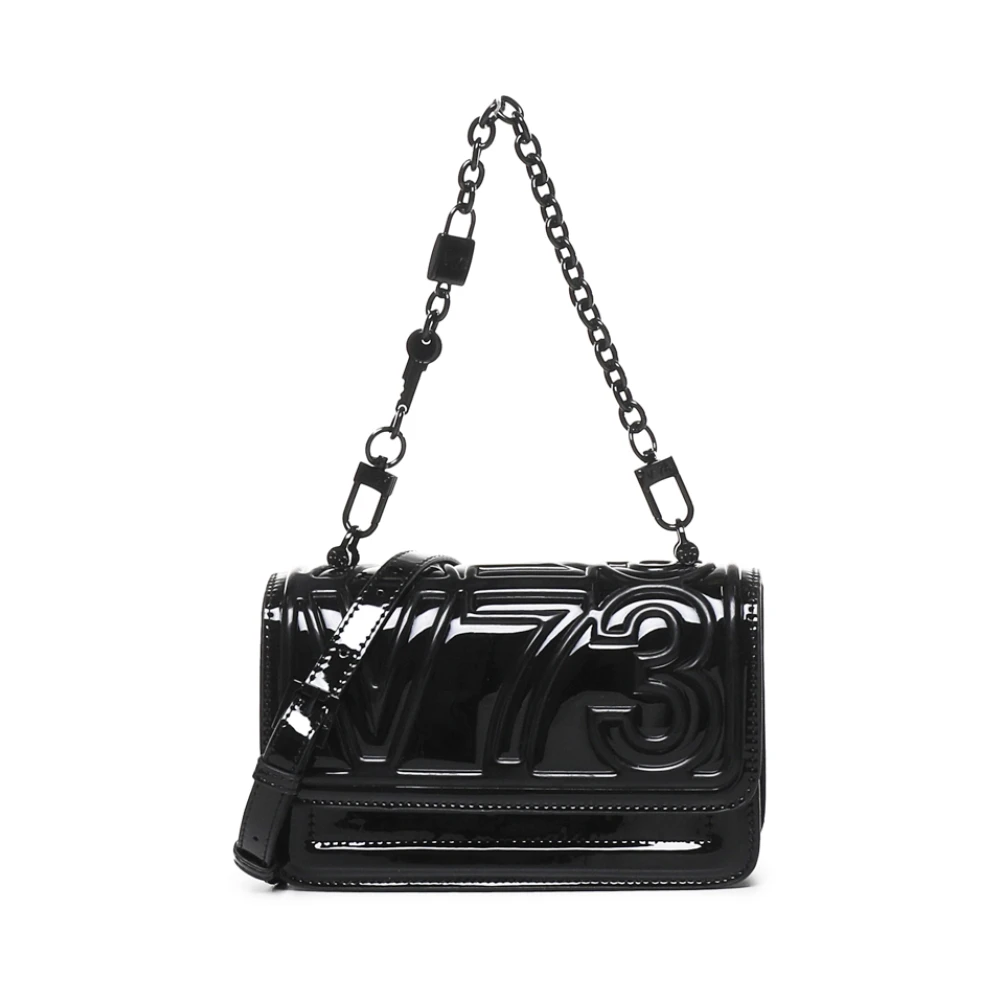 V73 Zwarte Schoudertas met Reliëf Logo Black Dames