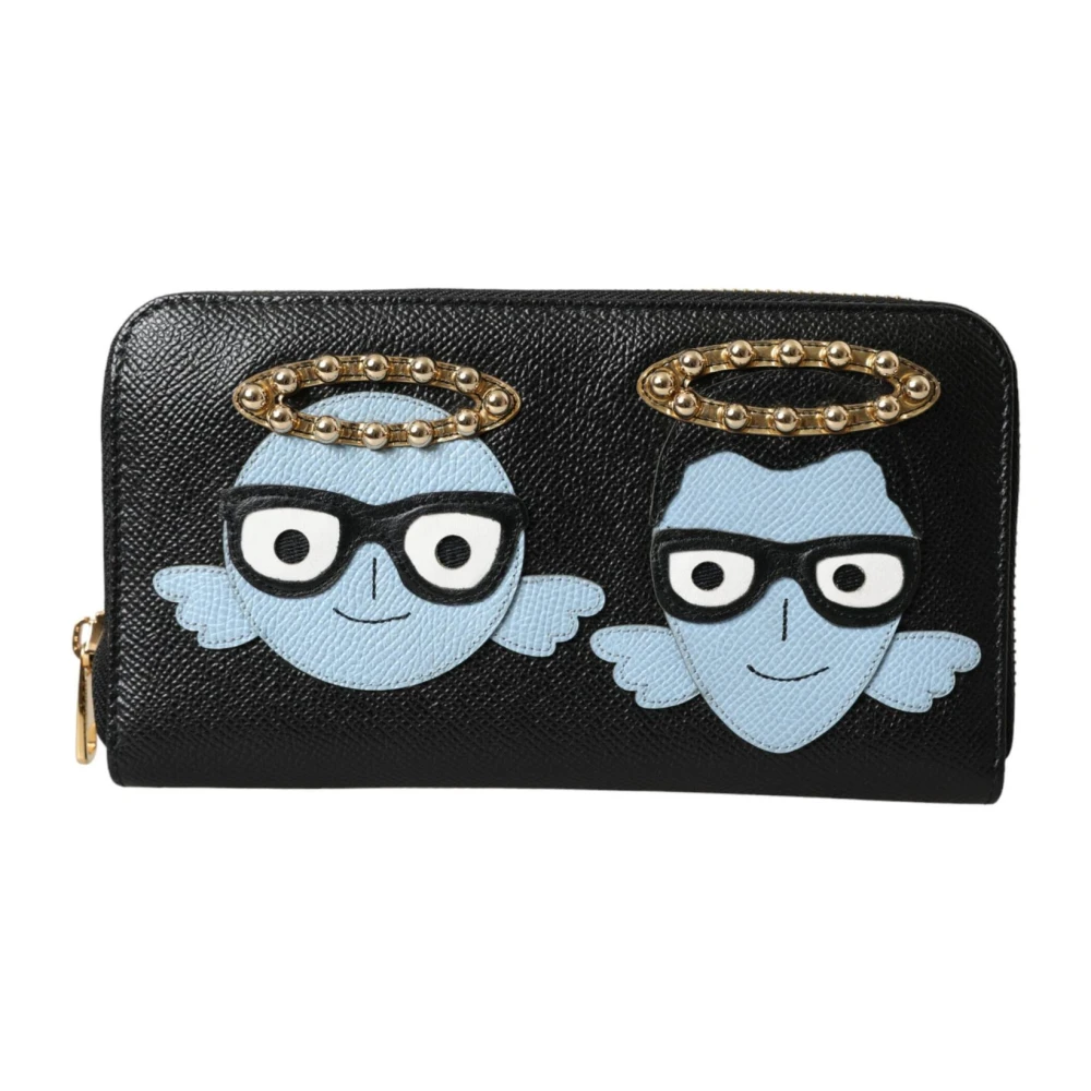Dolce & Gabbana Luxe Leren Portemonnee met Engelenmotief Black Heren