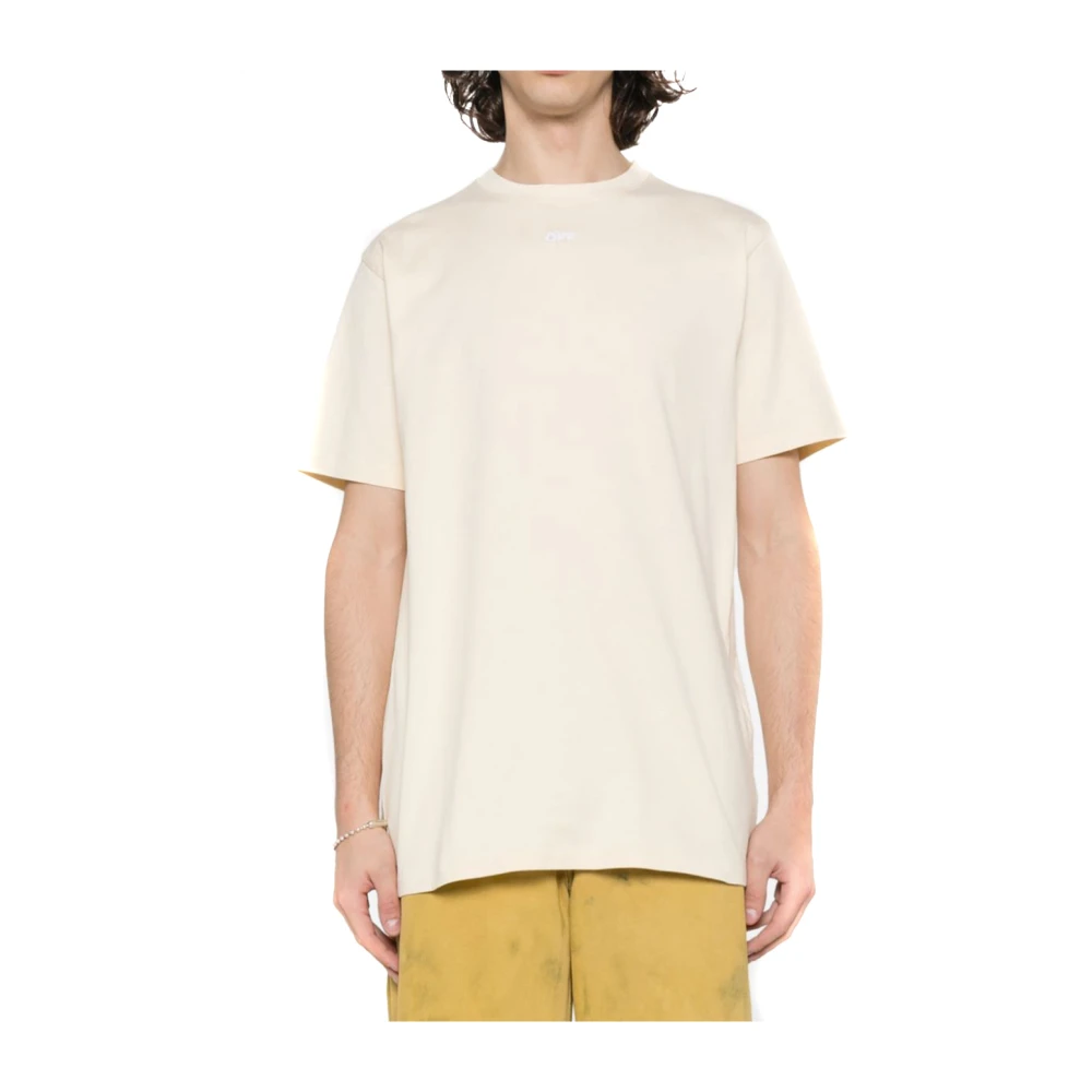 Off White Casual Katoenen T-shirt Beige Heren