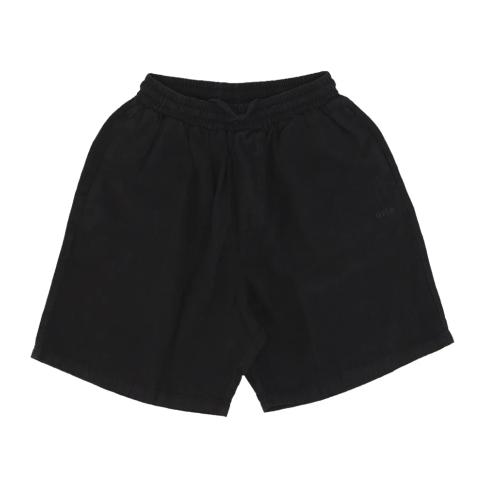 Arte Antwerp Zwarte Linnen Korte Broek Kunst Logo Black Heren