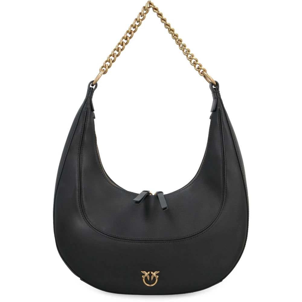 Pinko Leren Hobo Tas met Love Birds Black Dames