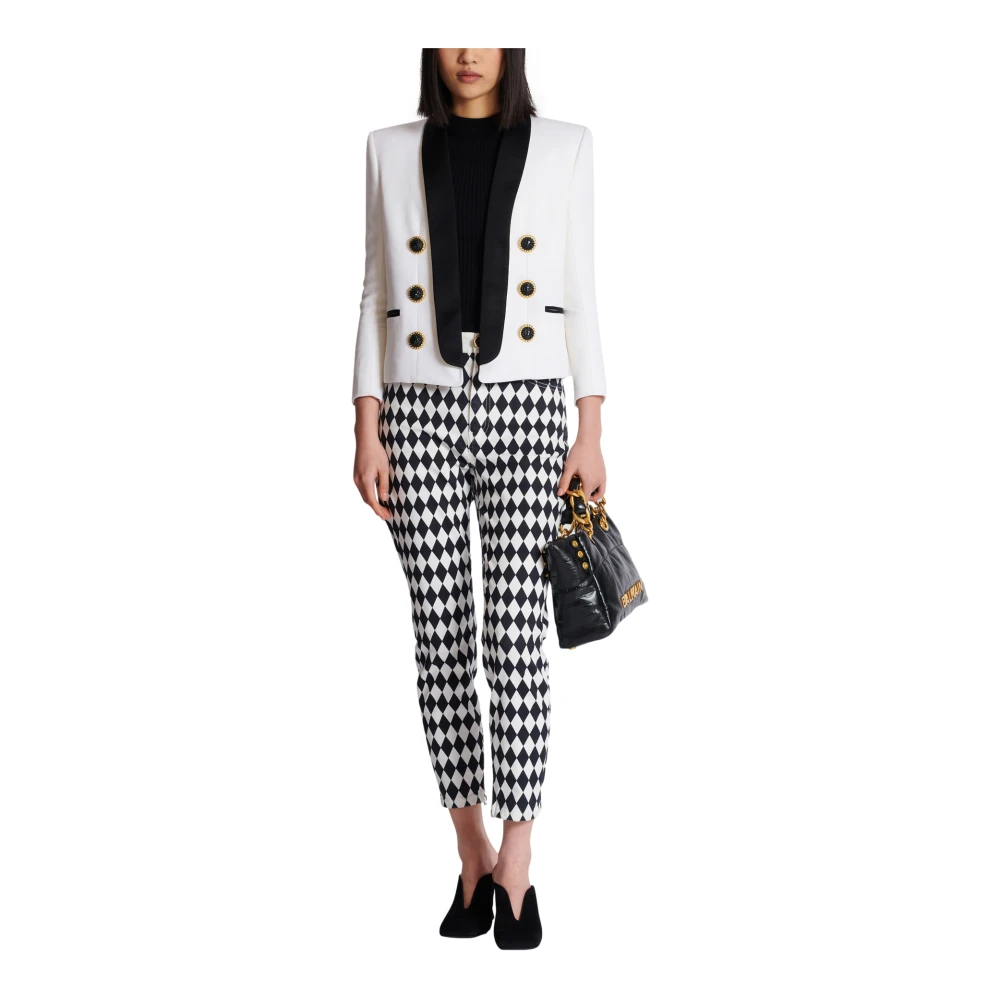 Balmain Tweekleurig edge-to-edge jasje met 6 knopen White Dames