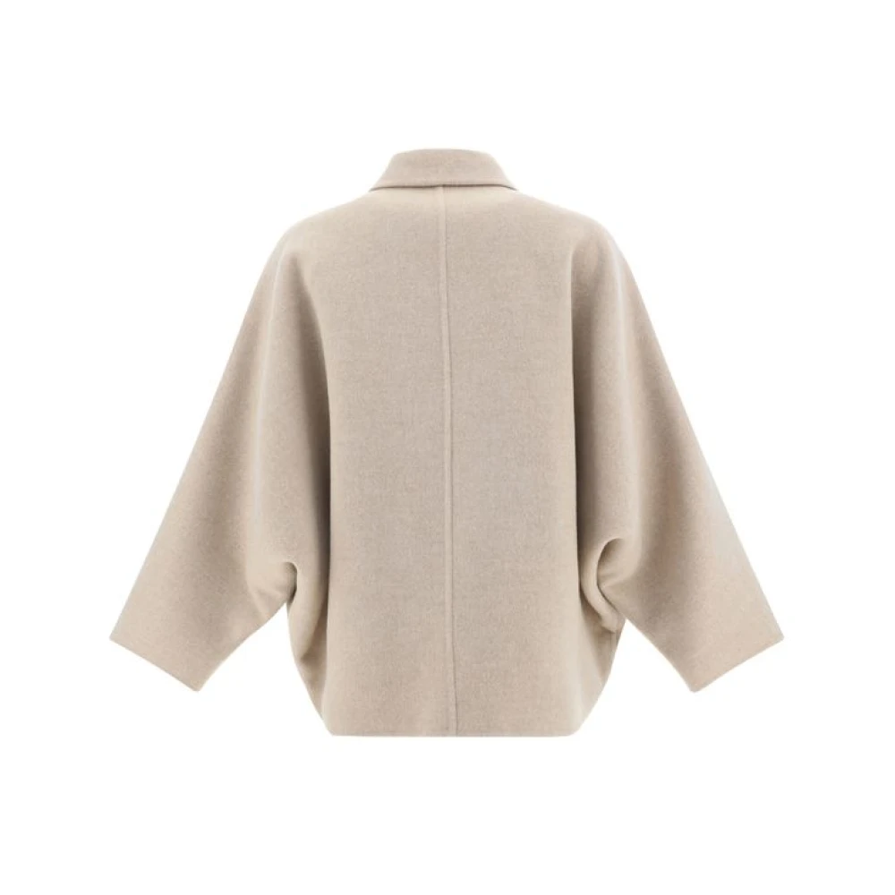BRUNELLO CUCINELLI Wollen jas met vleermuismouwen Beige Dames