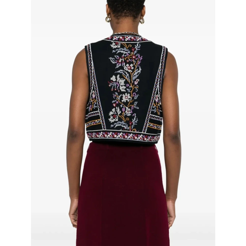 BA&SH Geborduurde Kruissteek Blauwe Top Multicolor Dames