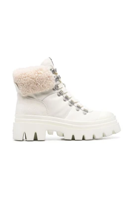 Shearling-Trim Lace-up Boots