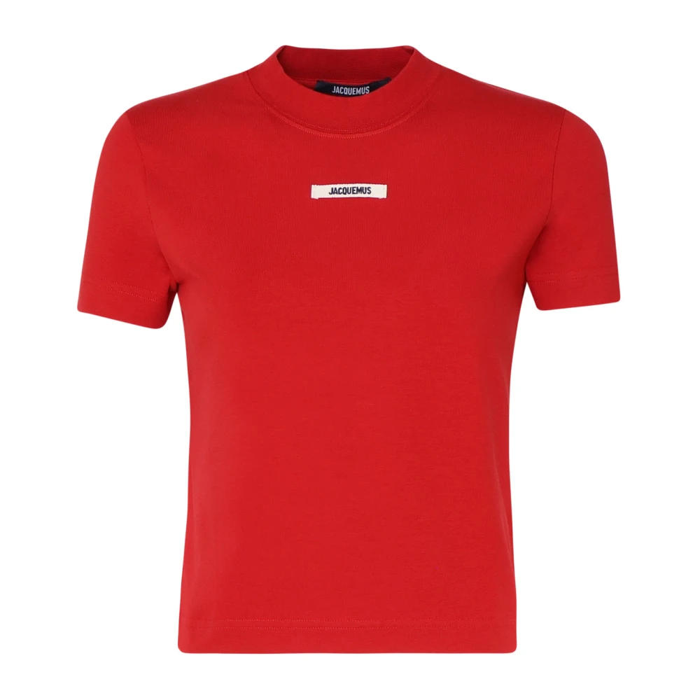 Jacquemus Rode Katoenen T-shirt Ronde Kraag Korte Mouwen Red Dames