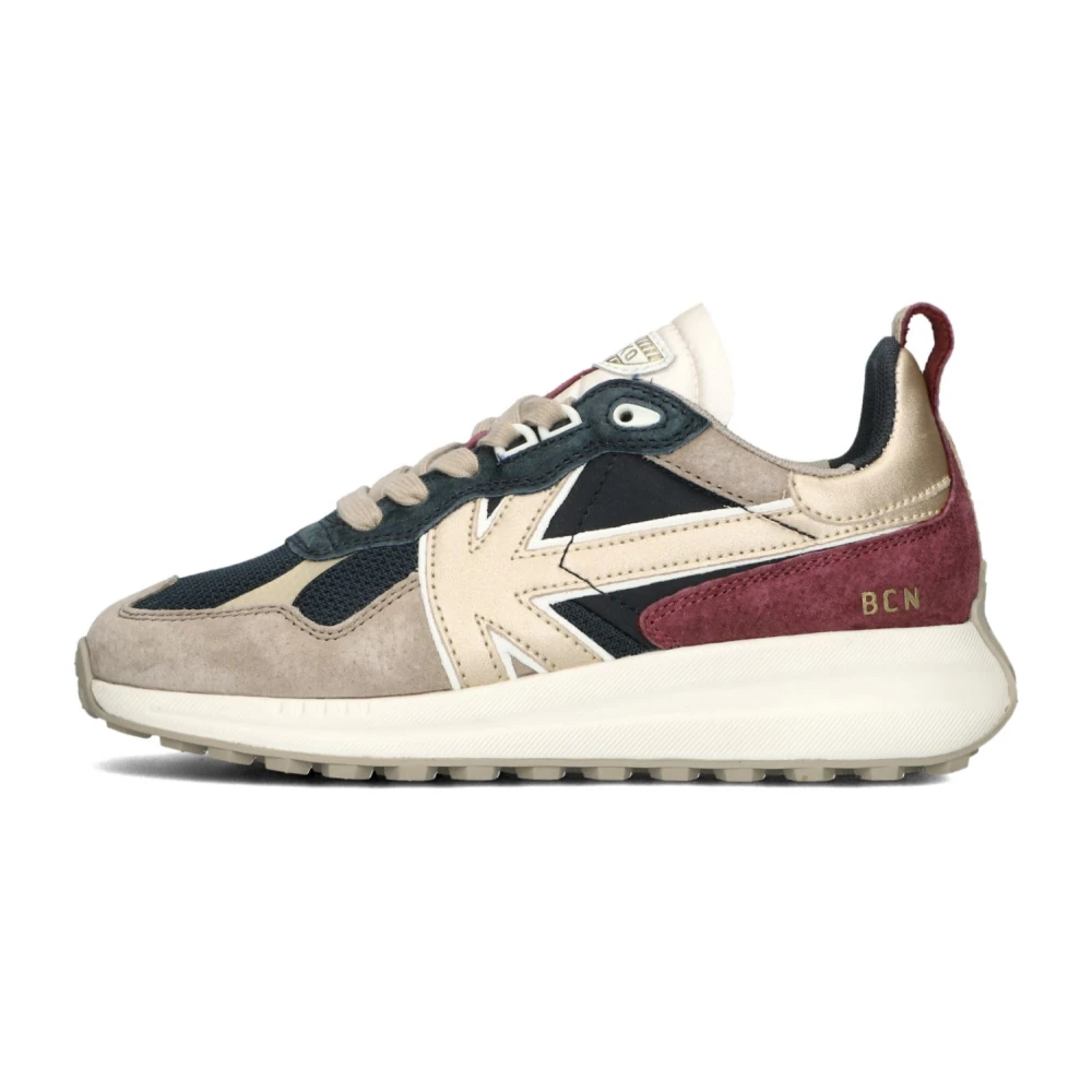 Kaotiko Blauwe Lage Leren Sneakers Detroit Glam Dames Schoenen Veelkleurig Multicolor