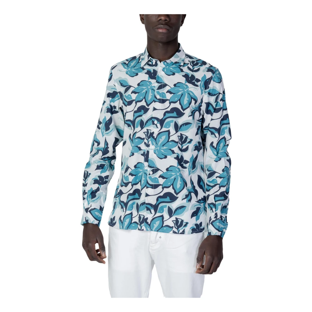 Antony Morato Men's Blue Floral Long Sleeve Button-Up Shirt