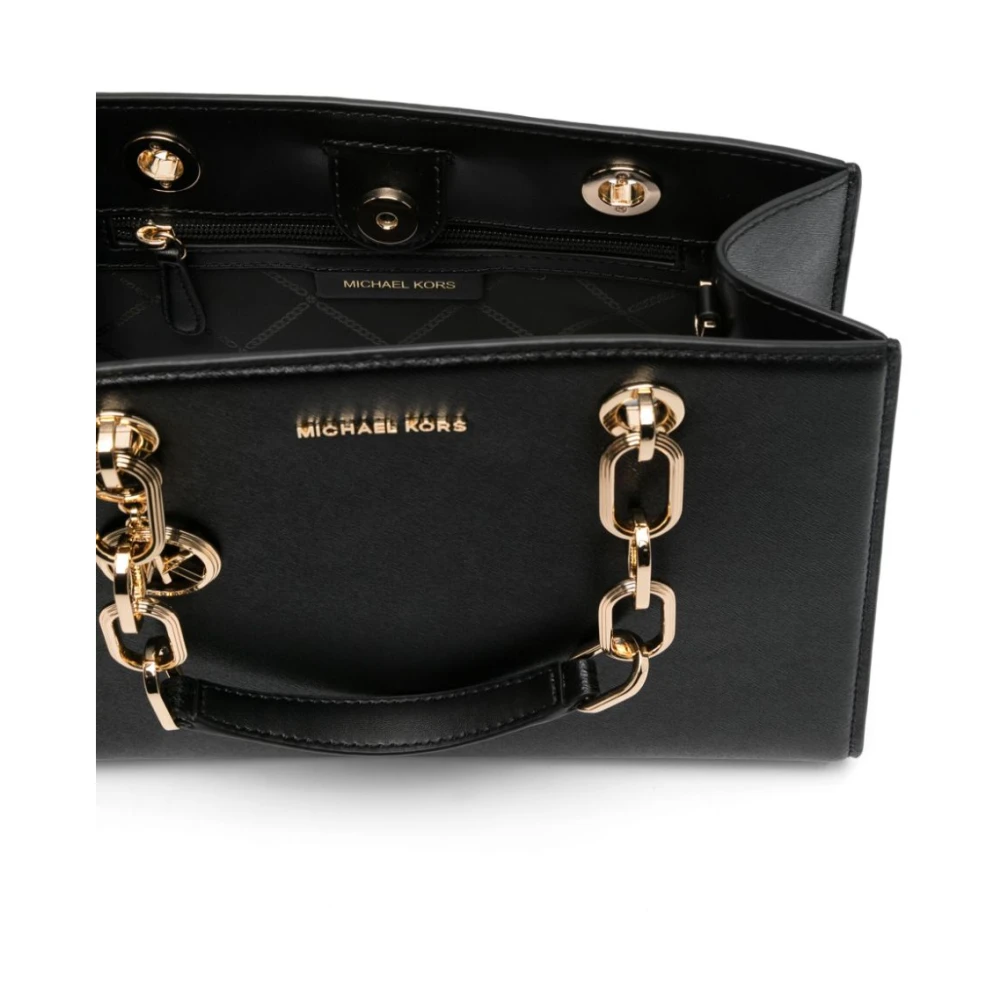 Michael Kors Gestructureerde Leren Zwarte Schoudertas Black Dames