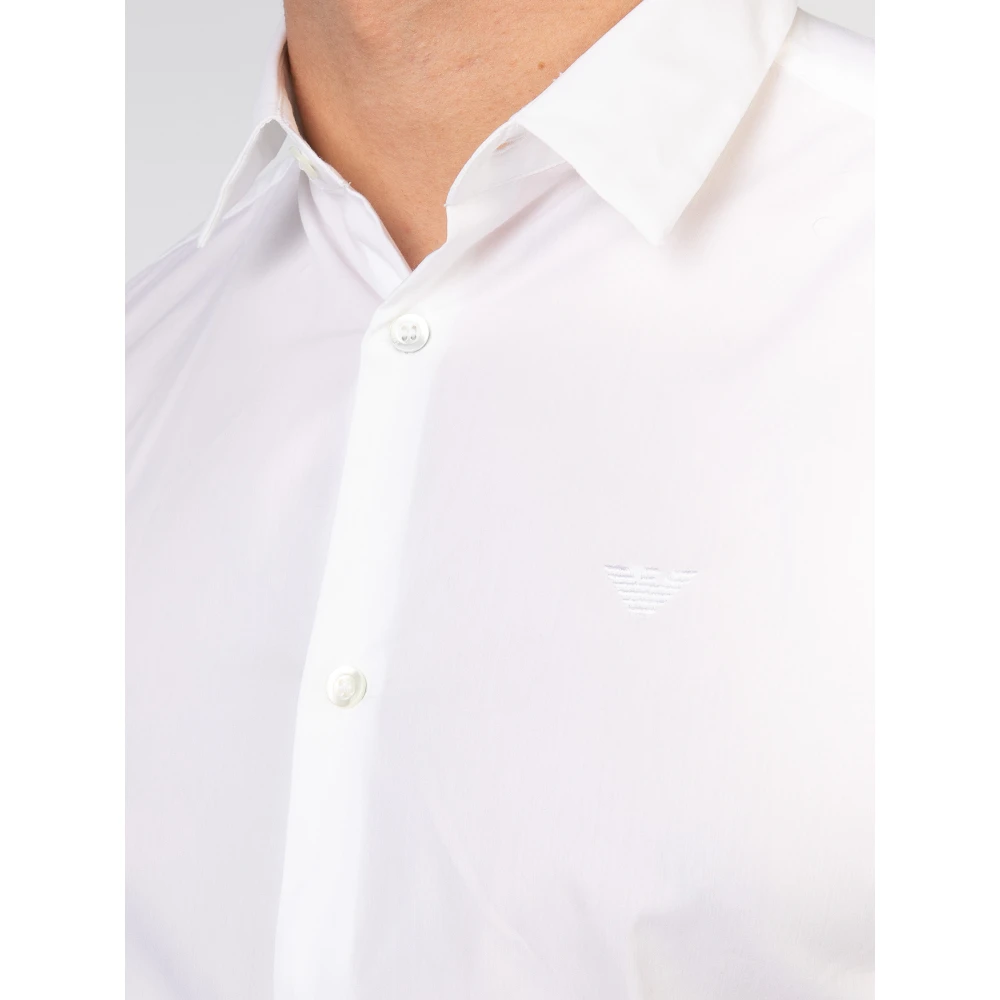 Emporio Armani Stretch getailleerd overhemd White Heren