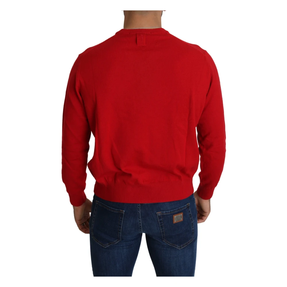 Billionaire Luxe Rode Wol V-hals Trui Red Heren