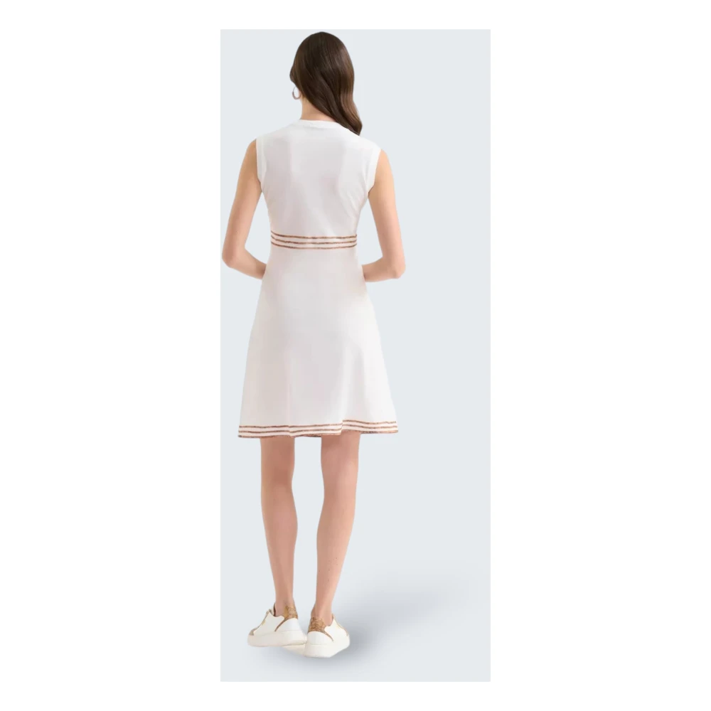 Alviero Martini 1a Classe Geo Classic Mouwloze Piquet Jurk White Dames